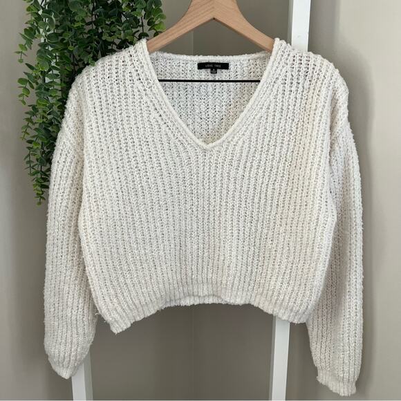 Love Tree Cream White Oversized Baggy Sweater Slightly Cropped Women's Small - Picture 1 of 8